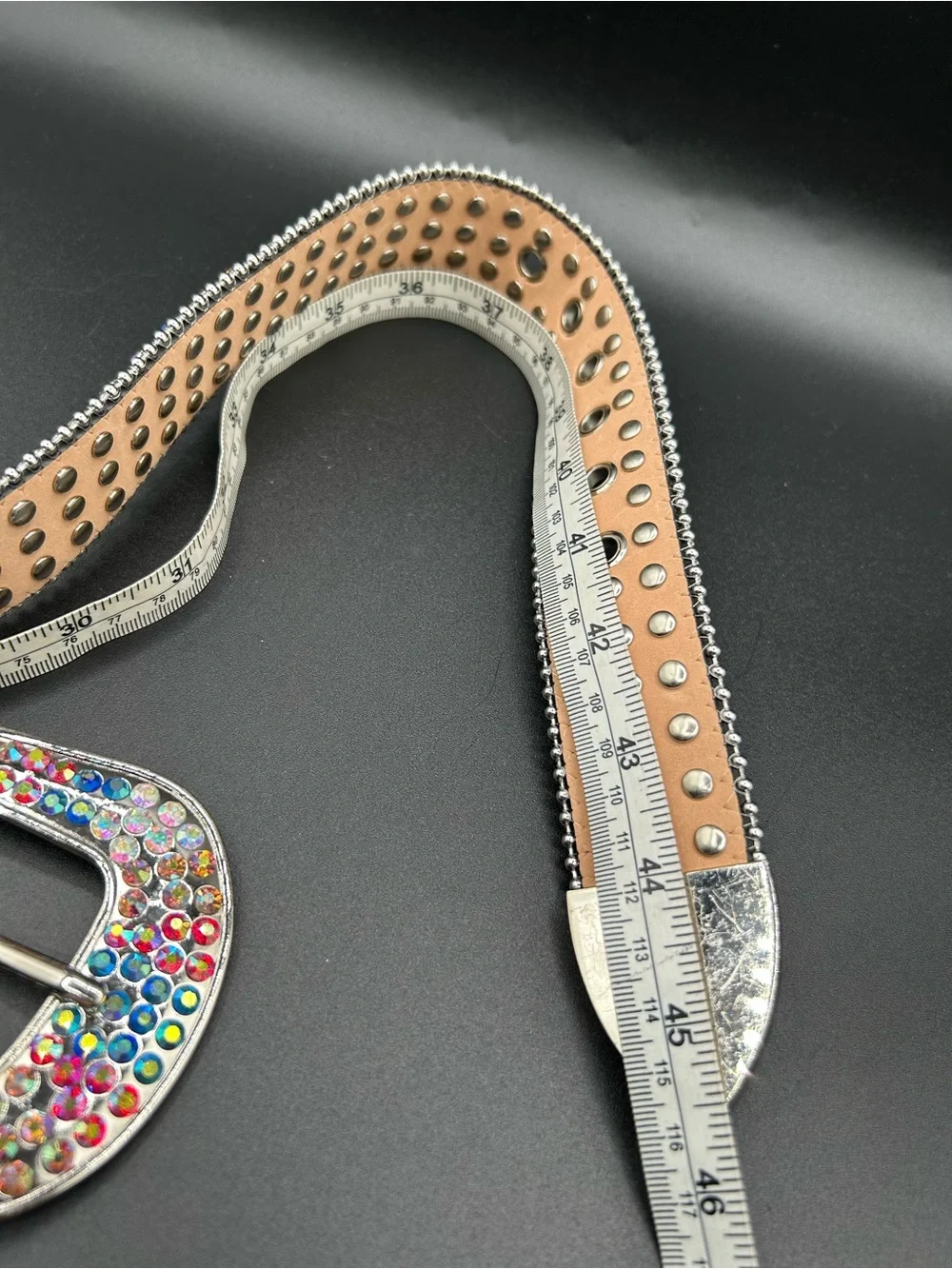 MAJESTIK  “Prodigy”  Leather Belt Colorful - Rhinestone . Size L